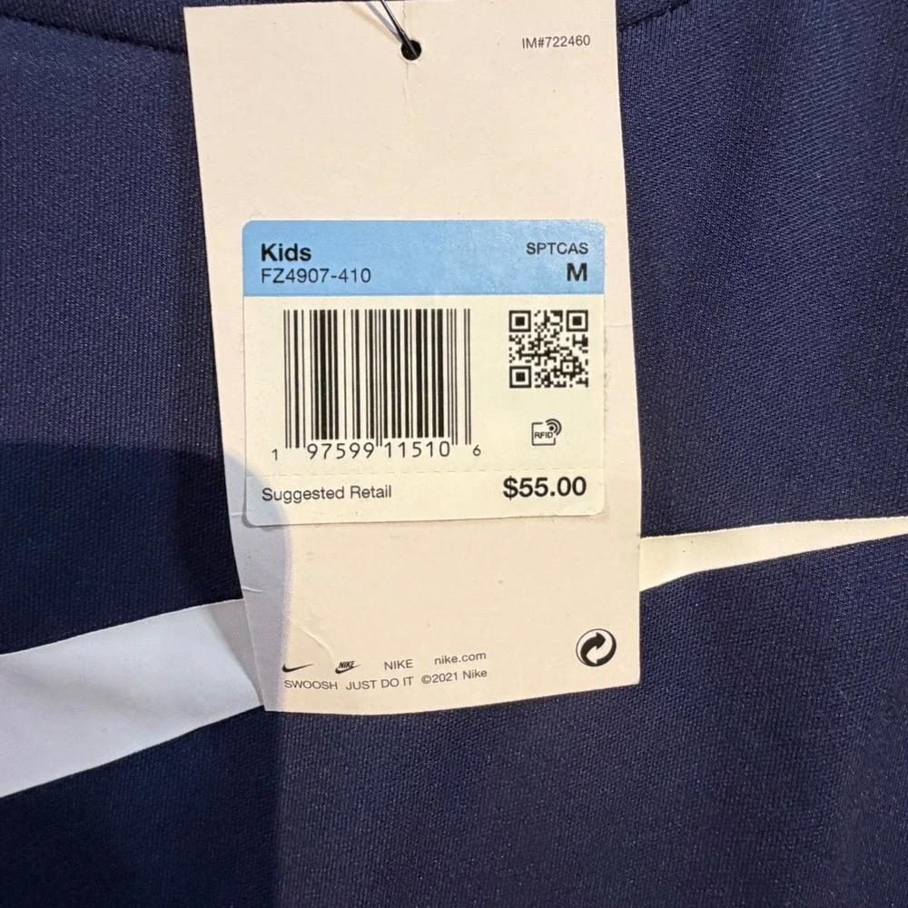 Nike Kids Sportswear Pullover Hoodie Midnight Navy Gold FZ4907-410 Size Medium